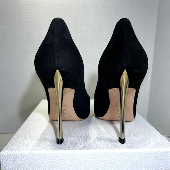 DIOR D-FAME PUMP BLACK SUEDE & GOLD HEEL SIZE 39 ✨ - Picture 4 of 6